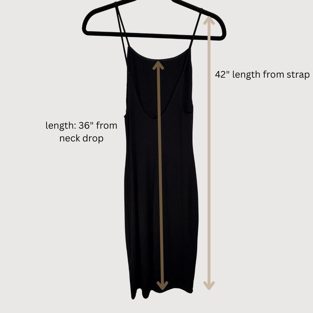 Reformation Ribbed TENCEL Tank Midi Dress Scoop Back Black Size S - Picture 6 of 8